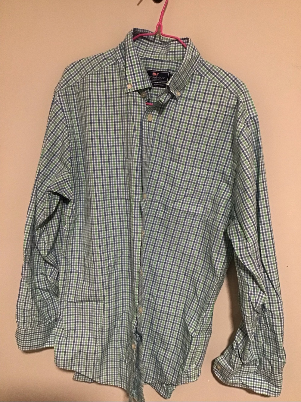 Vineyard Vines Blue and Green Plaid Button-Down Shirt